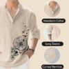DEELMO Men's Cotton Blend Geometric Regular Fit Shirt (MON321_CHIKU_Down Round_Print_40_Beige - Image 8