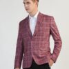 TAHVO Men's Maroon Checkered Blazer with Notch Lapel - Formal and Stylish (in, Numeric, 42, Maroon Checkered) - Image 5