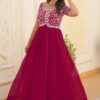 Fashion Basket Georgette Embroidered Anarkali Gown for Women Pink - Image 4