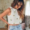 Aahwan Solid White Flower Embroidery Semi-Sheer Tank Crop Top For Women's & Girl's (239-White-M, Relaxed Fit) - Image 5