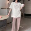 BLACKSTEP Women's Cotton Blend T-Shirt & Pyjama Ethnic Co Ord Set, Printed Night Suit, Western Dress, Sleepwear with Relaxed Fit and Stylish Design (XX-Large, Pink) - Image 3