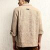 Hubberholme Men Summer Cotton Spread Collar Long Sleeves Oversized Casual Shirt 36 Beige - Image 2