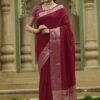 Couple Set Rose Silk Saree & Kurta Pajama (M, Maroon) - Image 4