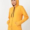 Wafaa Women's Cotton Plain Hooded Neck Full Zipper Mustard Yellow Color Sweatshirt Regular Fit Hoodies with Kangaroo Pocket Large Size - Image 4