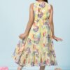 Fashion Dream Girl's Printed Calf Length Fit And Flare Dress (FDGFRK00335 YLW 28_Yellow_7-8Years) - Image 6