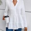 TADKEE Women's Solid Regular Fit Tunic Shirt (FN-Pop-Top-132-White-M_White - Image 3