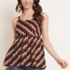 COTLAND Fashions Jaipuri Cotton Printed Strappy Sleeveless Classic Fit Top For Women (Midnight Zig-Zags), XS,Multicolor - Image 4