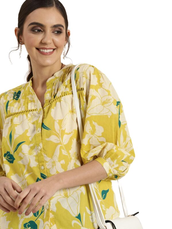 rytras Women's Cotton Printed Regular Fit top(Yellow,XXL)