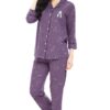 ZEYO Women's Cotton Bear Printed Purple Night Suit Set of Shirt & Pyjama 5270 - Image 5