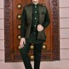 AHHAAAA Kids Ethnic Silk Blend Waistcoat Kurta Pyjama 3 Piece Sherwani Set For Boys |Green 4-5 Years, 540| - Image 5