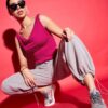 Uptownie Lite Cotton Stretchable Draped Crop Top Maroon - Image 9