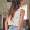 Aahwan Solid White Flower Embroidery Semi-Sheer Tank Crop Top For Women's & Girl's (239-White-M, Relaxed Fit) - Image 8