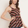 COTLAND Fashions Jaipuri Cotton Printed Strappy Sleeveless Classic Fit Top For Women (Midnight Zig-Zags), XS,Multicolor - Image 5