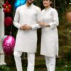 Fashion Galleria Cotton Blend Fabric Mens and Womens Kurta and Couple Kurti Dress 2 pcs Combo (White, Men - XXL/Women - L) - Image 6