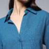 HIGH STAR Women's Cotton Oversized Fit Shirt (HSWSHW23509_BL_Blue, Small - Image 3