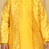 AJ DEZINES Kids Embroidered Mukaish Indo Western Sherwani For Boys (7049-MUSTARD-2) - Image 2