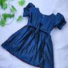 Amba Collection Boutique's Girl's Traditional Ethnic Wear Reshim Cotton Nath Khan Frock Blue - Image 6