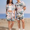 LITZO Beach Dresses for Couple Co Ord Set 2 Piece Dress Shirt and Short Beach Wear for Men and Women || Summer Dress (L-86) (Multicolor, S) - Image 3