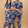 Cotton Fashion Gallaria Couple Combo Pajama Set For Woman & Mens Combo Co-Order Set& Night Suit Set Combo | Nightwear| Tracking| Pajama Set Combo (Men - X_Large/Women - L, Blue & White) - Image 9