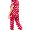 ZEYO Women's Red Cotton Leaf Printed Stylish Night Suit Set of Shirt & Pyjama 5610 - Image 5
