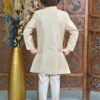AHHAAAA Kids Ethnic Silk Embroidered Hand-Work Indo-Western Sherwani Set for Boys|Gold 7-8 Years| - Image 7