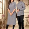 Women and Men Couple Kurta & Kurti Set_Fancy Printed deeess|Dress for Women Casual Dress Pure Couple Kurta & Kurti Set Viscose Royon for Women (MEN - XL/WOMEN - M, grey) - Image 9