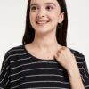 Amazon Brand - Symbol Women's Striped Loose Fit Half Sleeve Cotton T-Shirt (SYMAW19TS036B_White + Navy_Small) (Combo Pack of 2) - Image 7