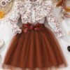 TAGAS Baby Girl's Polyester A-Line Knee-Length Dress (KD-351-BROWN-5_Brown_5 6 Years) - Image 7