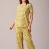 KANNAHI Women Pure Cotton Paisley Printed Yellow Top & Pyjama Set, Nightwear, Nightsuit Set, Sleepwear,Pyjama Set, Loungewear (Combo of Top and Pyjama) - Image 5