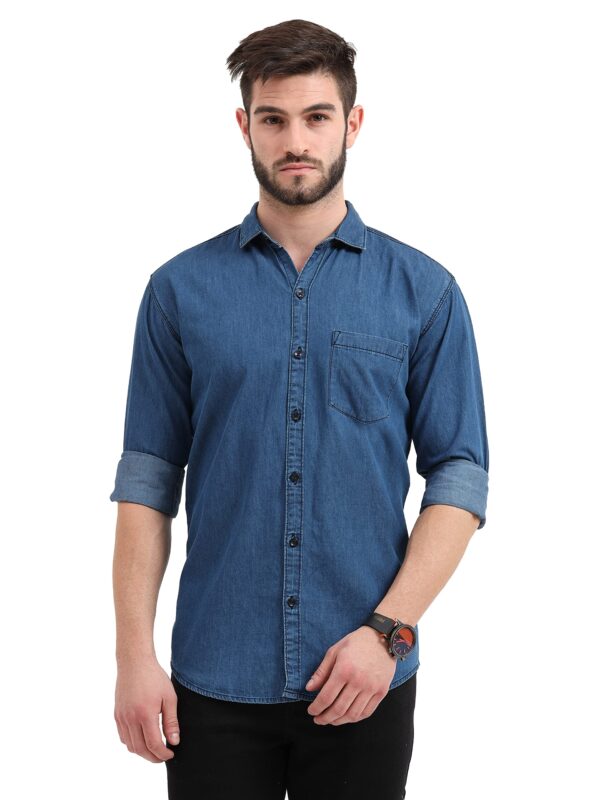 Miraan Men's Casual Light-Blue Denim Shirt (SIGLIGHTDENIMXXL_Light Blue_XX-Large)