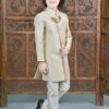 AHHAAAA Kids Ethnic Silk Embroidered Hand-Work Indo-Western Sherwani Set for Boys|Gold 7-8 Years| - Image 6
