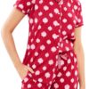 ZEYO Women's Red Cotton Leaf Printed Stylish Night Suit Set of Shirt & Pyjama 5610 - Image 7