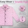 CLAP Kids Cotton Printed Full Sleeves Night Suit (Pink.Cherry, 3-4 Years) - Image 5