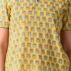 KANNAHI Women Pure Cotton Paisley Printed Yellow Top & Pyjama Set, Nightwear, Nightsuit Set, Sleepwear,Pyjama Set, Loungewear (Combo of Top and Pyjama) - Image 3