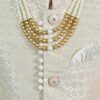 AHHAAAA Kids Ethnic Silk Embroidered Hand-Work Indo-Western Sherwani Set for Boys|Gold 7-8 Years| - Image 5