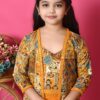 SPAMITUDE - Girls Self Designed Premium Cotton Blend Top Pant Jacket | 3pcs Party Dress for Girls I V Neck Stylish Sleeve Design Dress for Birthday Girl (Yellow, 11-12 Years) - Image 3
