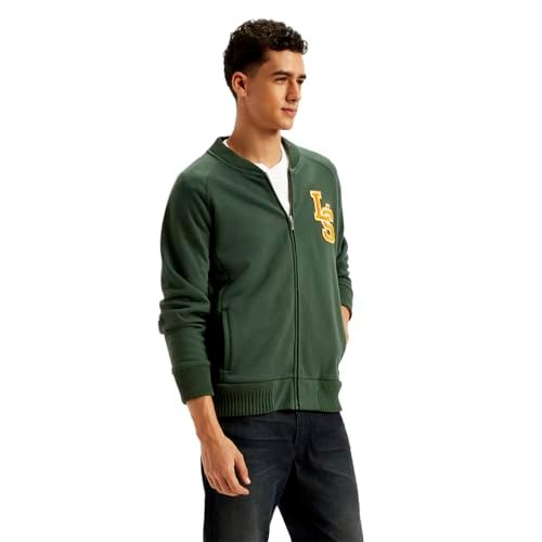 Levi's Men's Brand Logo Green Band Neck Zip-Front Sweatshirt - Image 3