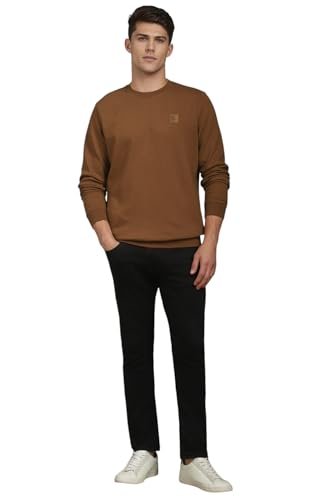 Louis Philippe Men's Cotton Crew Neck Sweatshirt (LYSTCRGBD65984_Brown - Image 2