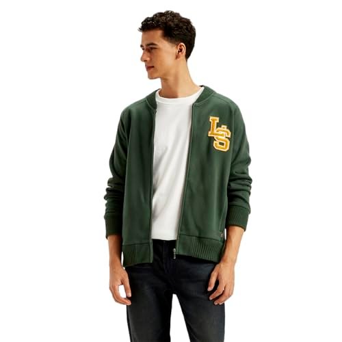 Levi's Men's Brand Logo Green Band Neck Zip-Front Sweatshirt - Image 2