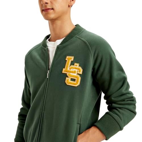 Levi's Men's Brand Logo Green Band Neck Zip-Front Sweatshirt - Image 4