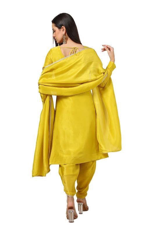 Soch Womens Mustard Tissue Woven Design Suit Set With Cutdana - Image 6