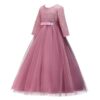 Girls Long Lace Bridesmaid Dress 3/4 Sleeves Floor Length Maxi Tulle Pageant Ball Gowns Wedding Party Dresses for Kids - Image 4