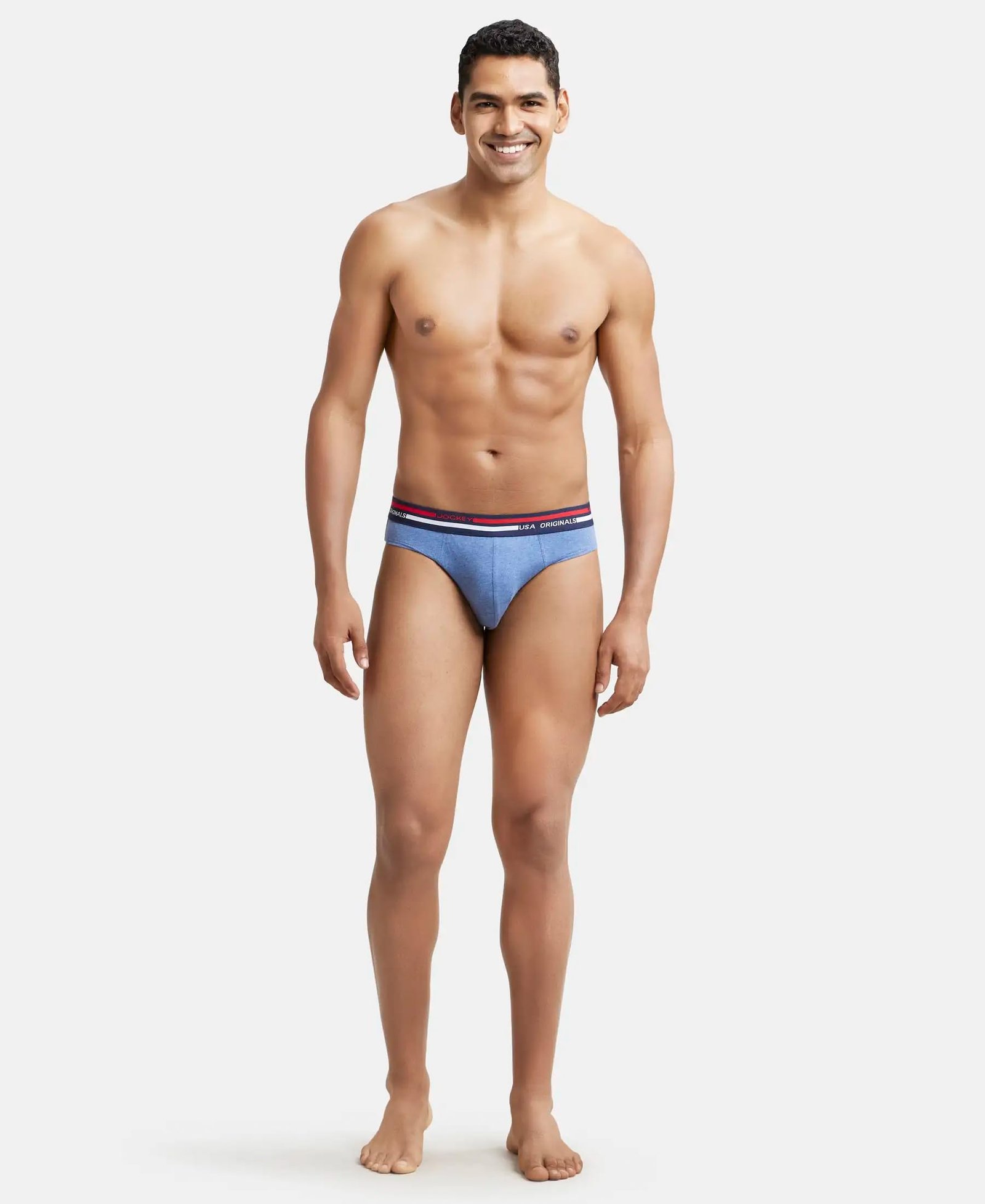 Jockey Men's Cotton Briefs (Pack of 1) (US49-0105-LTDML_Light Denim Melange_M_Light Denim Melange_Blue_M) - Image 4