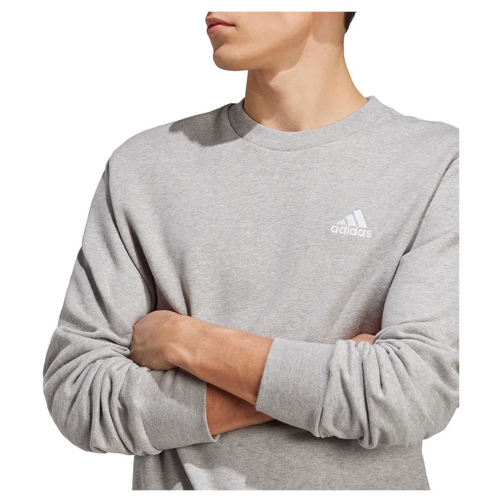 Adidas Men's Cotton Crew Neck Sweatshirt (IC9331_MGREYH - Image 3