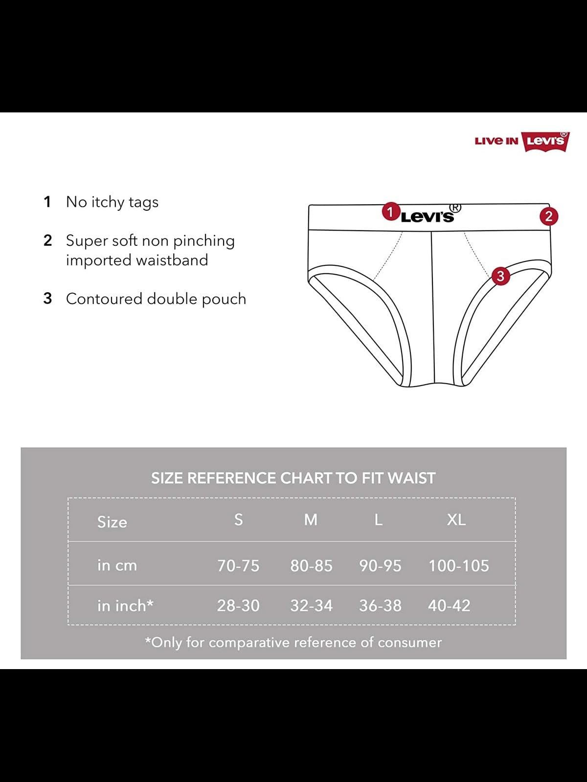 Levi's Men's Cotton 100 CA Regular Fit Solid Brief (Pack of 1) (#009-BRIEF-NAVY-P1_Navy_M) - Image 2