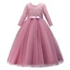 Girls Long Lace Bridesmaid Dress 3/4 Sleeves Floor Length Maxi Tulle Pageant Ball Gowns Wedding Party Dresses for Kids - Image 5