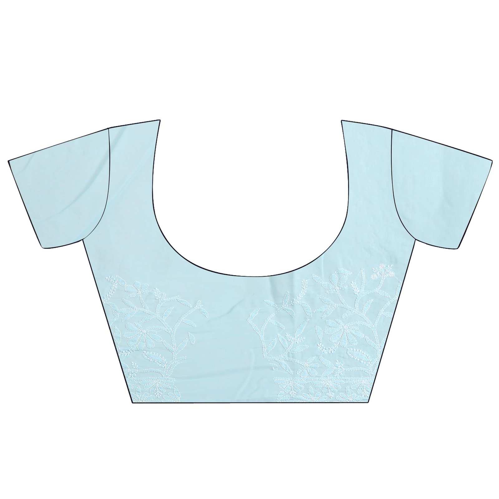Chikankari Hand Embroidered Saree in Chanderi Cotton – 5.5m Saree with 1m unstiched Blouse – Lightweight, Handcrafted Traditional Indian Wear for Women (Sky Blue) - Image 3
