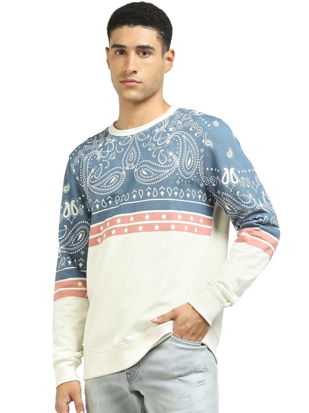 JACK & JONES Regular Fit Sweatshirt(110831201_Cloud Dancer_XL)