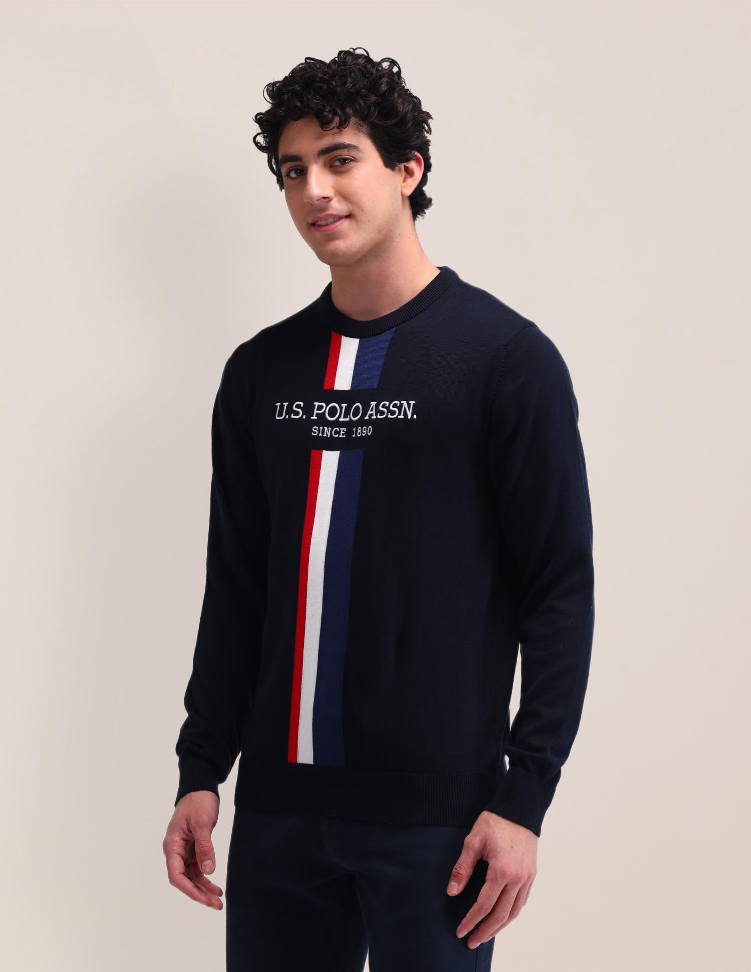 U.S. POLO ASSN. Men's Cotton Crew Neck Pullover Sweater (USSWE2215_Navy - Image 5
