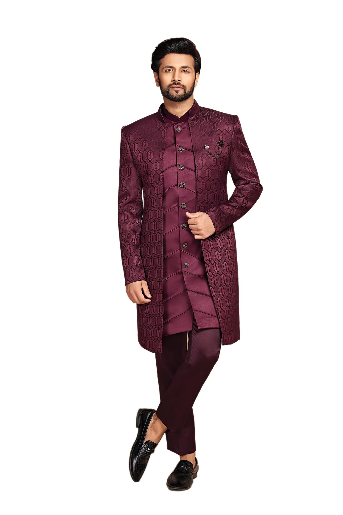 AESPEN Mens Ethnic Wear Indo Western (Color Moon Mist)